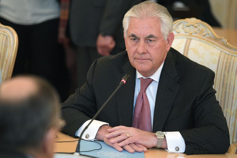 Государственный секретарь США Рекс Тиллерсон во время переговоров в Москве с министром иностранных дер РФ Сергеем Лавровым. 12 апреля 2017