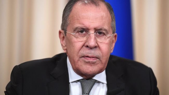 Министр иностранных дел РФ Сергей Лавров во время совместной с Государственным секретарем США Рексом Тиллерсоном пресс-конференции по итогам переговоров в Москве.