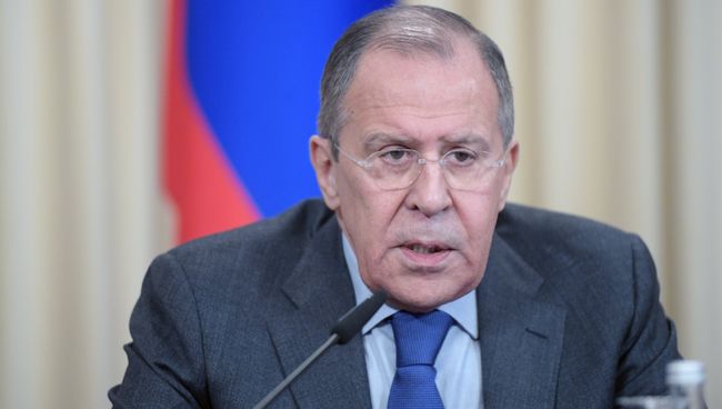 Сергей Лавров во время пресс-конференции по итогам встречи с Мухаммадом Зарифом и Валидом Муаллемом. 14 апреля 2017