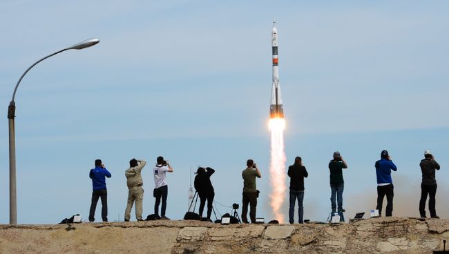 Пуск ракеты-носителя Союз-ФГ с ТПК Союз- МС-04 с космодрома Байконур. Архивное фото Пуск ракеты-носителя Союз-ФГ с ТПК Союз- МС-04 с космодрома Байконур. Архивное фото