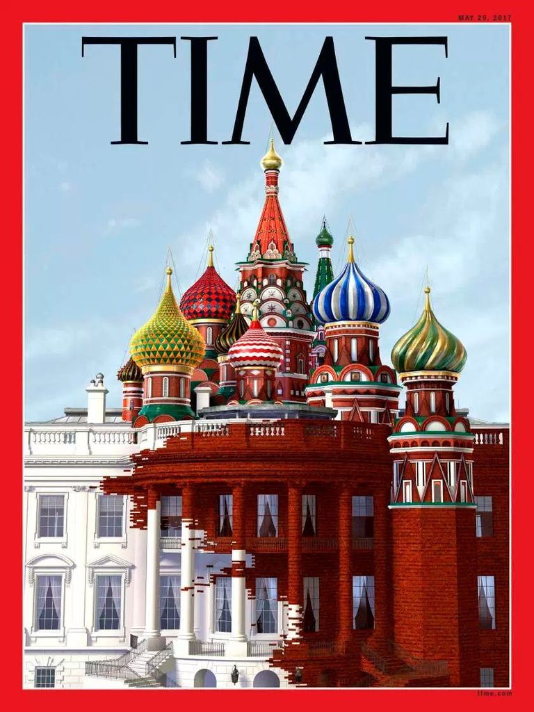 Обложка журнала Time c изображением Белого дома, сливающегося с храмом Василия Блаженного Обложка журнала Time c изображением Белого дома, сливающегося с храмом Василия Блаженного