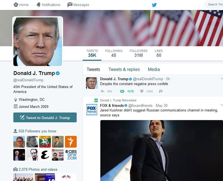 Скриншот Twitter Трампа Скриншот Twitter Трампа
