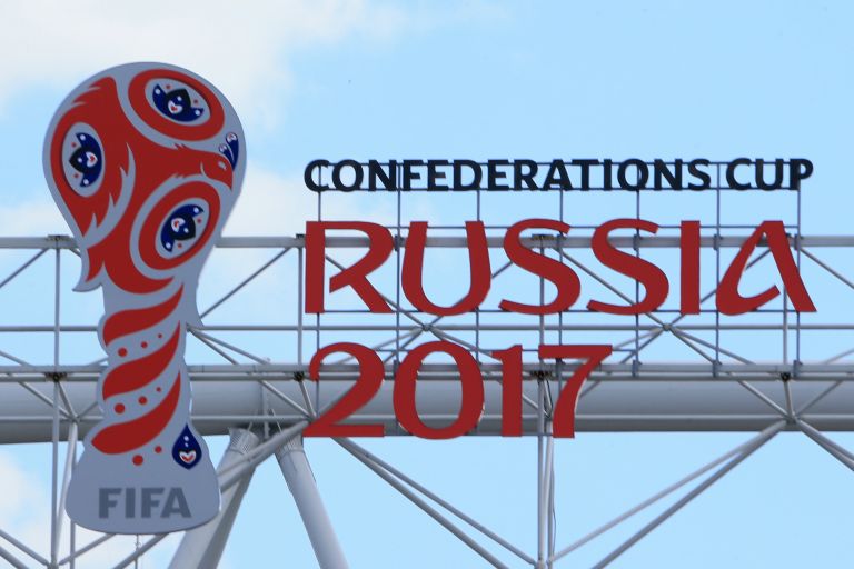 Логотип Кубка конфедераций FIFA 2017 на стадионе Спартак в Москве. Логотип Кубка конфедераций FIFA 2017 на стадионе Спартак в Москве.