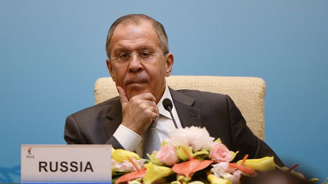 Министр иностранных дел России Сергей Лавров на пресс-конференции глав МИД стран БРИКС. 19 июня 2017