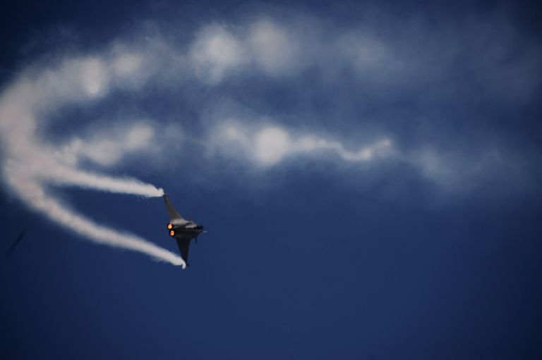 Французский многоцелевой истребитель четвертого поколения Rafale F3 на Международном авиасалоне Ле Бурже - 2017 во Франции Французский многоцелевой истребитель четвертого поколения Rafale F3 на Международном авиасалоне Ле Бурже - 2017 во Франции