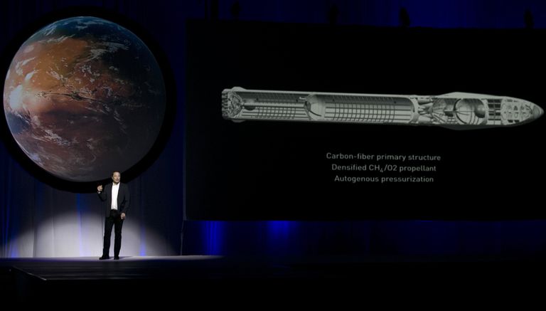 Глава SpaceX Илон Маск рассказывает о планах по колонизации Марса во время Международной астронавтической конференции в Мексике