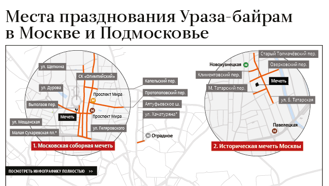Места празднования Ураза-байрам в Москве и Подмосковье Места празднования Ураза-байрам в Москве и Подмосковье