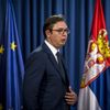 Президент Сербии Александр Вучич во время пресс-конференции в Белграде Президент Сербии Александр Вучич во время пресс-конференции в Белграде