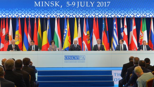 Заседание 26-й ежегодной сессии Парламентской ассамблеи ОБСЕ в Минске. 5 июля 2017 Заседание 26-й ежегодной сессии Парламентской ассамблеи ОБСЕ в Минске. 5 июля 2017