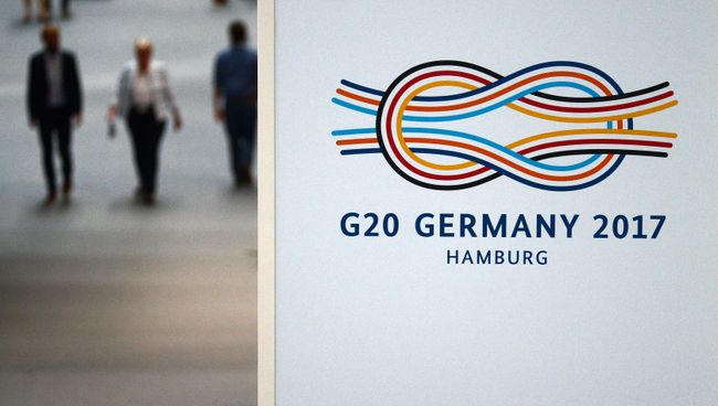 В выставочном центре Hamburg Messe в Гамбурге накануне саммита G20 В выставочном центре Hamburg Messe в Гамбурге накануне саммита G20