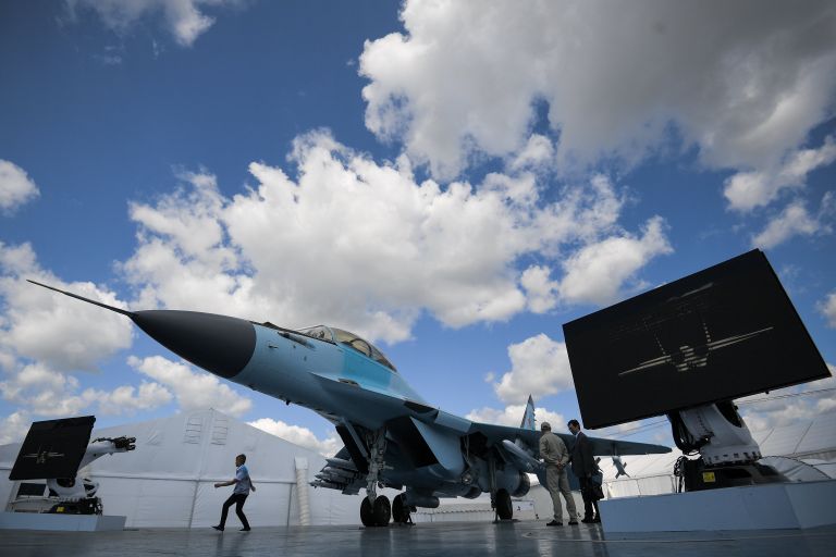 Многоцелевой фронтовой истребитель МиГ-35, представленный на Международном авиационно-космическом салоне МАКС-201 в подмосковном Жуковском.