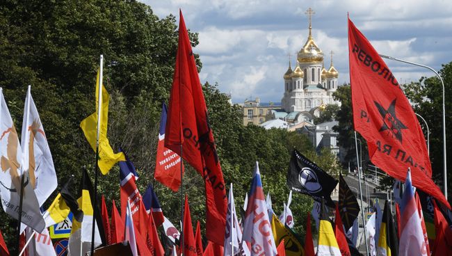 Флаги и плакаты на марше За свободный интернет в Москве. 23 июля 2017 Флаги и плакаты на марше За свободный интернет в Москве. 23 июля 2017