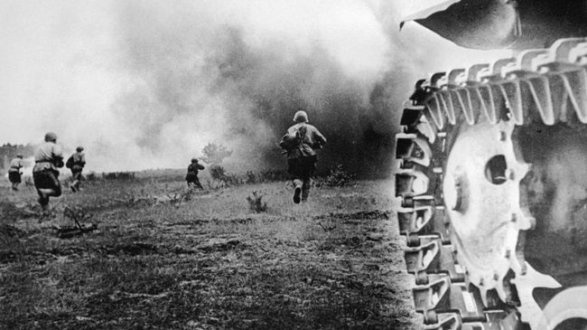 Бойцы Красной Армии идут в бой. Орел, август 1943 Бойцы Красной Армии идут в бой. Орел, август 1943