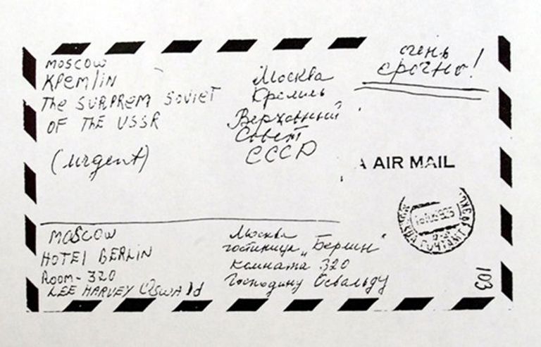 Конверт письма Ли Харви Освальда в Верховный Совет СССР