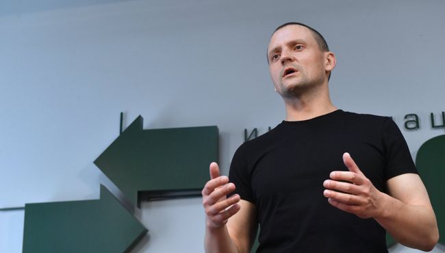Координатор Левого фронта Сергей Удальцов в Москве. 10 августа 2017