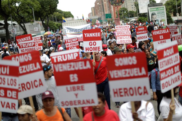 Митинг в Каракасе против президента США Дональда Трампа, Венесуэла Митинг в Каракасе против президента США Дональда Трампа, Венесуэла