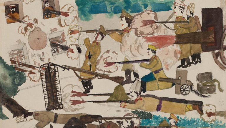 Детский рисунок Гражданская война в Москве. 1917 год Детский рисунок Гражданская война в Москве. 1917 год