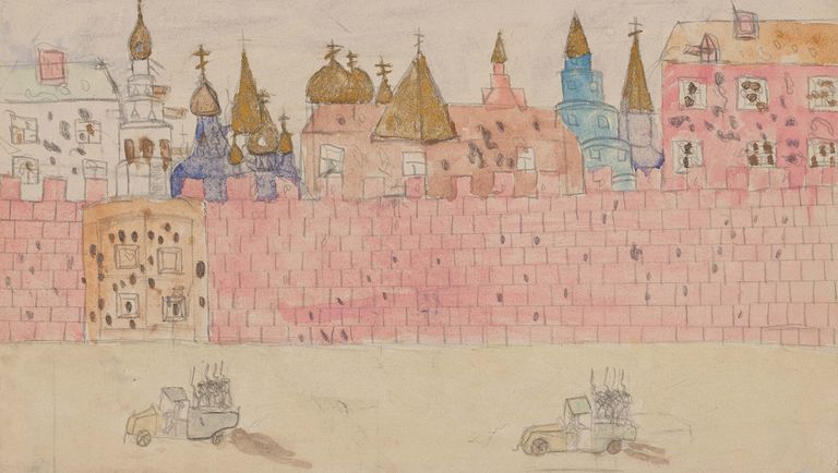 Детский рисунок Обстрел Кремля. 1917 год Детский рисунок Обстрел Кремля. 1917 год