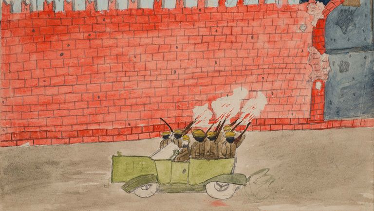 Детский рисунок Обстрел Кремля. 1917 год Детский рисунок Обстрел Кремля. 1917 год