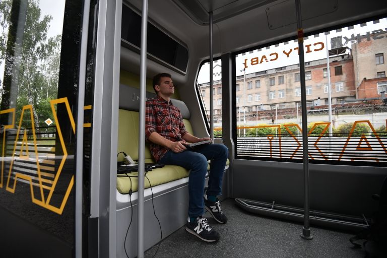 Испытания первого в России беспилотного пассажирского автобуса MatrЁshka. 29 августа 2017