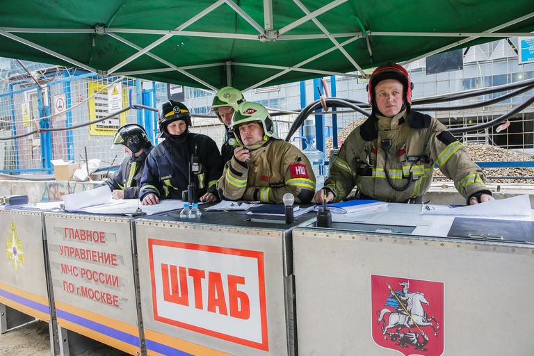  Опытное пожарно-тактическое учение МЧС на здании башни Восток в Москве