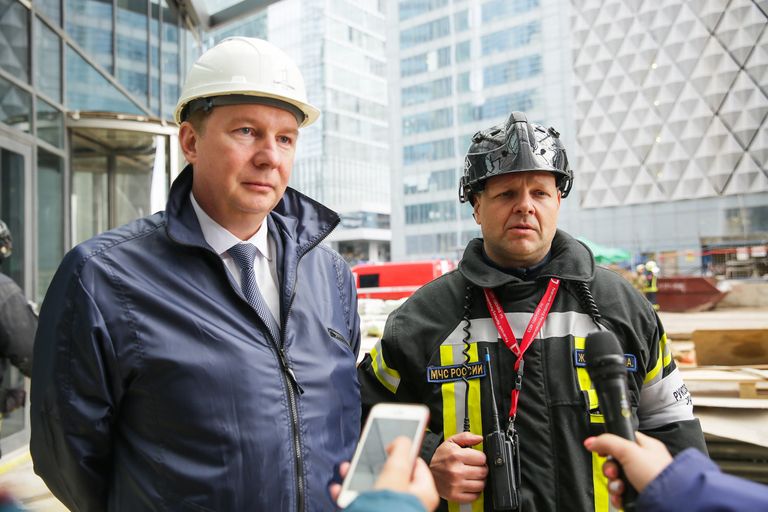  Опытное пожарно-тактическое учение МЧС на здании башни Восток в Москве