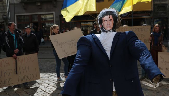 Акция против приезда Михаила Саакашвили на Украину во Львове Акция против приезда Михаила Саакашвили на Украину во Львове