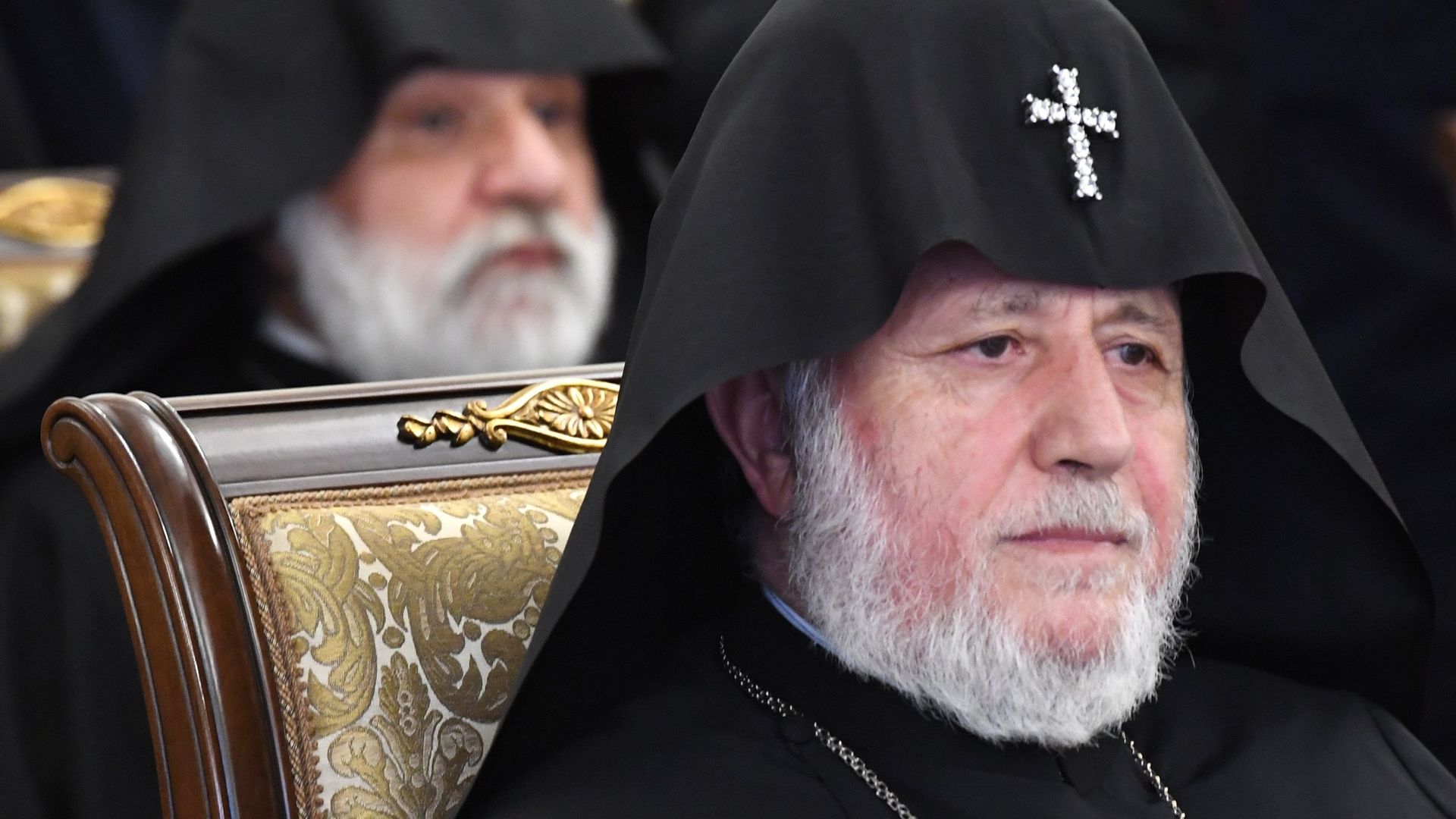 Верховный патриарх и католикос всех армян Гарегин II во время встречи с патриархом Московским и всея Руси Кириллом и духовным лидером Азербайджана Аллахшукюром Пашазаде. 8 сентября 2017 Верховный патриарх и католикос всех армян Гарегин II во время встречи с патриархом Московским и всея Руси Кириллом и духовным лидером Азербайджана Аллахшукюром Пашазаде. 8 сентября 2017 - РИА Новости, 1920, 06.08.2026