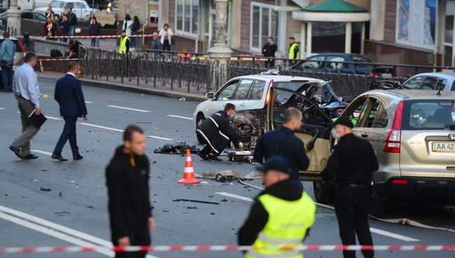 На месте взрыва автомобиля в центре Киева. 8 сентября 2017