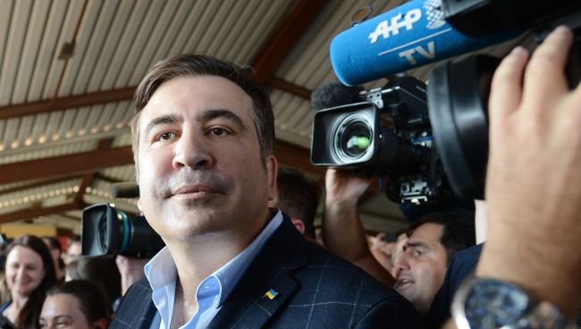 Михаил Саакашвили на железнодорожном вокзале в польском Пшемышле. 10 сентября 2017