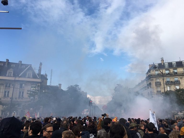 Акция протеста против реформы трудового законодательства в Париже. 12 сентября 2017 Акция протеста против реформы трудового законодательства в Париже. 12 сентября 2017