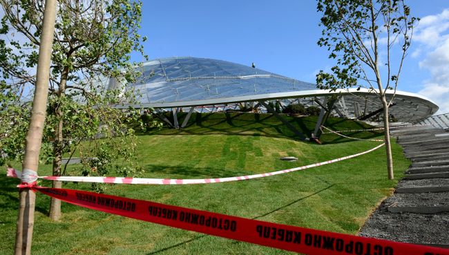 Стеклянная кора в природно-ландшафтном парке Зарядье в Москве.Архивное фото Стеклянная кора в природно-ландшафтном парке Зарядье в Москве.Архивное фото