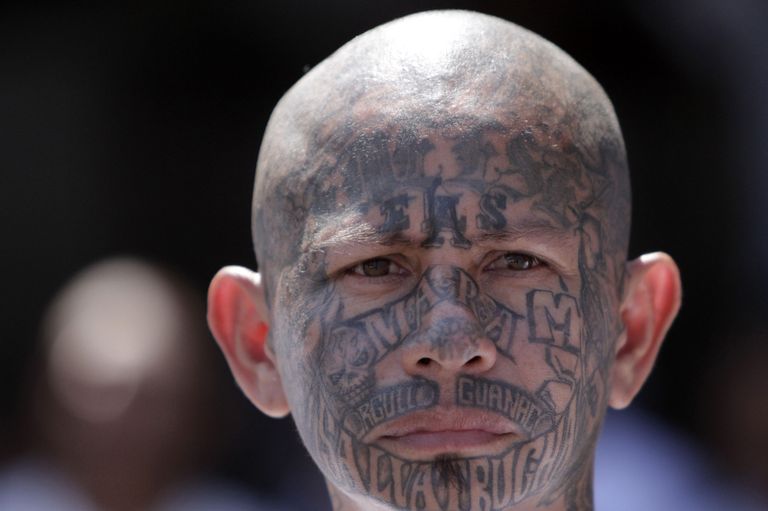 Полностью покрытые татуировками лица не редкость для Mara Salvatrucha 