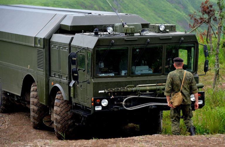 Новый береговой ракетный комплекс Бастион во время учений в Приморском крае