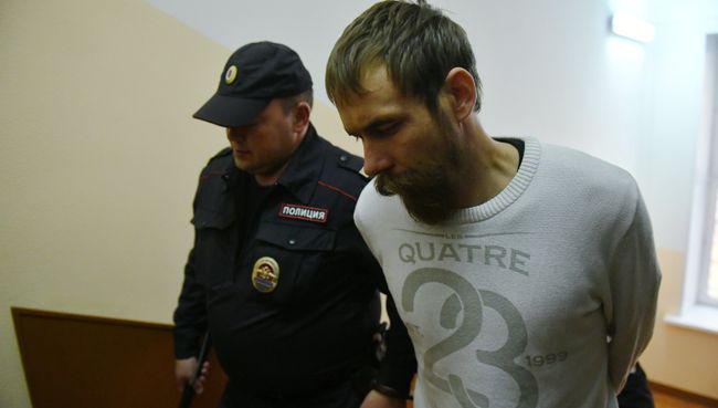 Задержанный активист Христианского государства Александр Баянов в Хамовническом суде. 21 сентября 2017