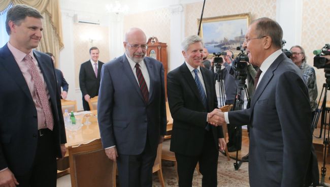 Министр иностранных дел РФ Сергей Лавров во время встречи в Москве с группой американских экспертов. 29 сентября 2017