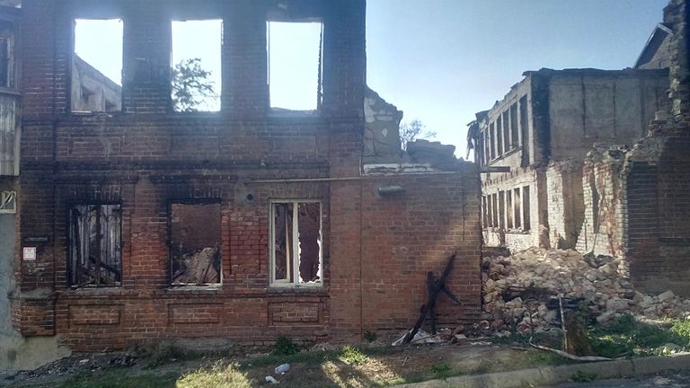 Дома на Театральном спуске в Ростове-на-Дону после крупного пожара