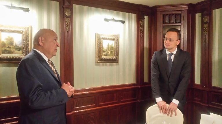 Губернатор Закарпатской области Геннадий Москаль и глава МИД Венгрии Петер Сиярто во время встречи в Ужгороде. 10 октября 2017