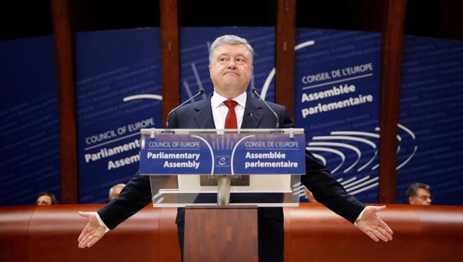 Президент Украины Петр Порошенко во время выступления на заседании ПАСЕ в Страсбурге. 11 октября 2017