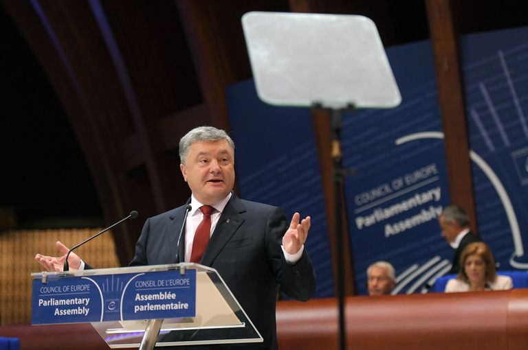 Президент Украины Петр Порошенко во время выступления на заседании ПАСЕ в Страсбурге