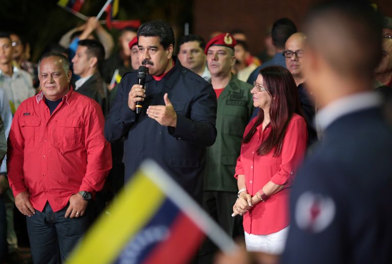 Президент Венесуэлы Николас Мадуро после объявления итогов губернаторских выборов 