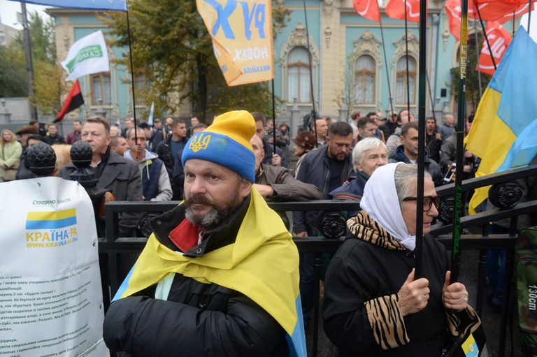 Участник акции протеста в Киеве. 17 октября 2017 Участник акции протеста в Киеве. 17 октября 2017