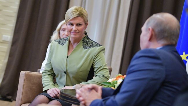 Президент Республики Хорватия Колинда Грабар-Китарович во время встречи с Владимром Путиным. 18 октября 2017 Президент Республики Хорватия Колинда Грабар-Китарович во время встречи с Владимром Путиным. 18 октября 2017