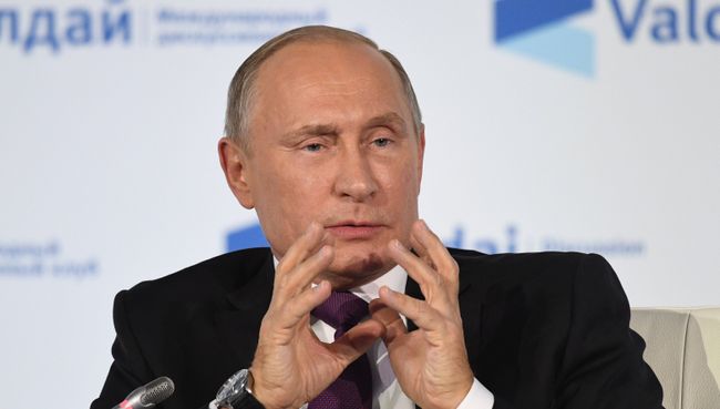 Президент РФ Владимир Путин на итоговой сессии Международного дискуссионного клуба Валдай. 19 октября 2017