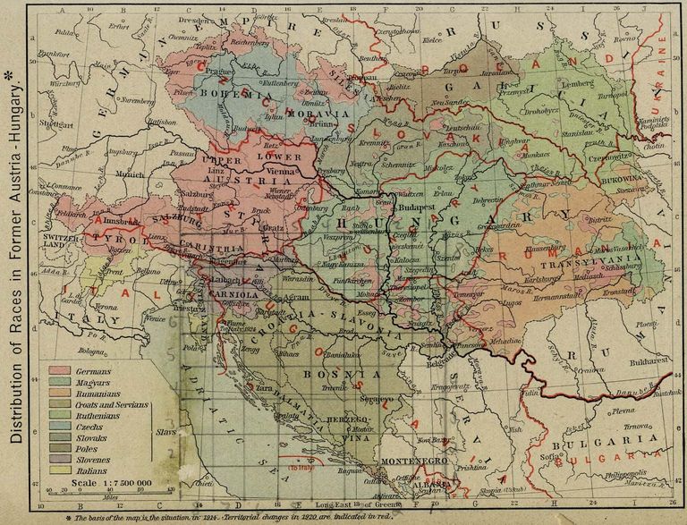 Границы австро-венгерской империи в 1911 и после Первой мировой войны