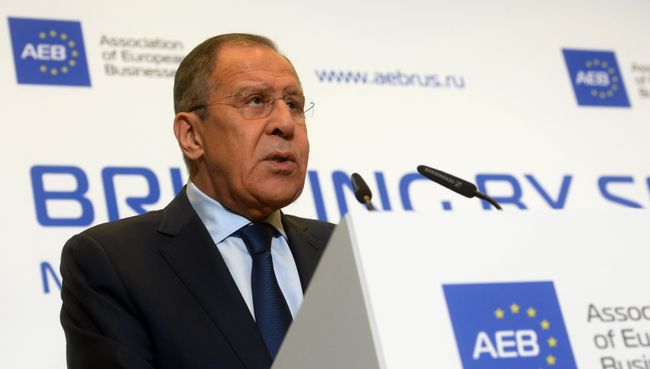 Министр иностранных дел России Сергей Лавров во время встречи с членами Ассоциации Европейского бизнеса. 31 октября 2017