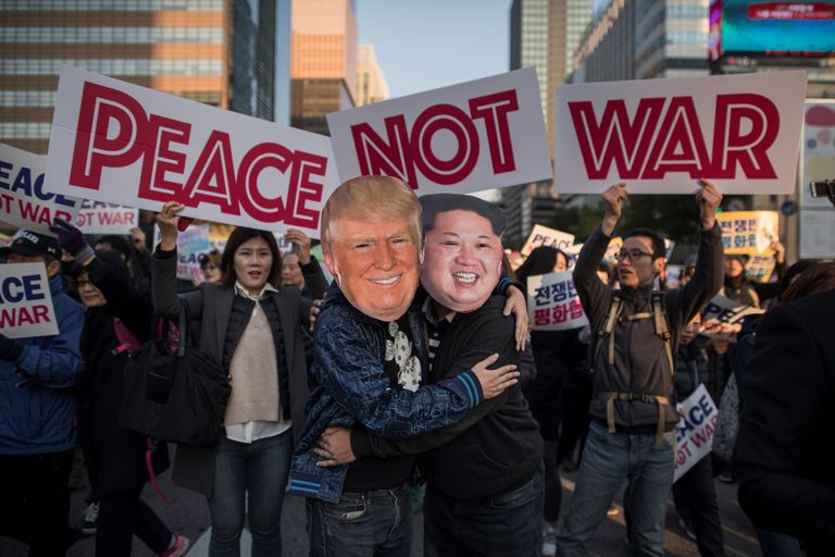 Акция протеста в Южной Корее в преддверии визита президента США Дональда Трампа. 5 ноября 2017