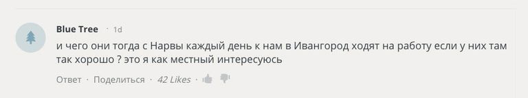 Комментарий жителя Ивангорода на сайте RT Комментарий жителя Ивангорода на сайте RT