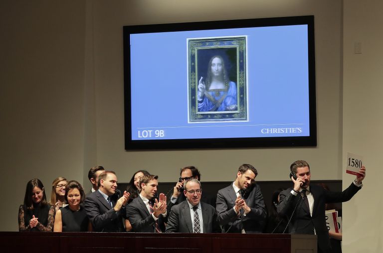 Продажа картины Леонардо да Винчи Спаситель мира на аукционе в Christie's в Нью-Йорке. 15 ноября 2017 Продажа картины Леонардо да Винчи Спаситель мира на аукционе в Christie's в Нью-Йорке. 15 ноября 2017