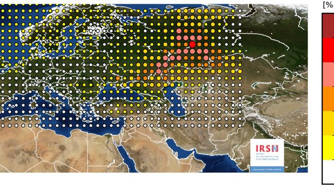 Карта обнаружения рутения в Европе, составленная Институтом ядерной и радиационной безопасности Франции Карта обнаружения рутения в Европе, составленная Институтом ядерной и радиационной безопасности Франции